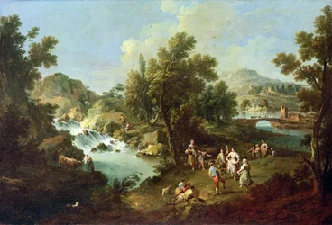 Landscape with a River and Dancing Peasants